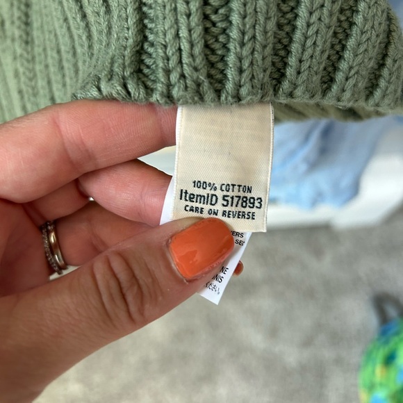 L.L. Bean Double L Green Zip Up Sweater with Cable Knit Pattern NWOT - Picture 5 of 5